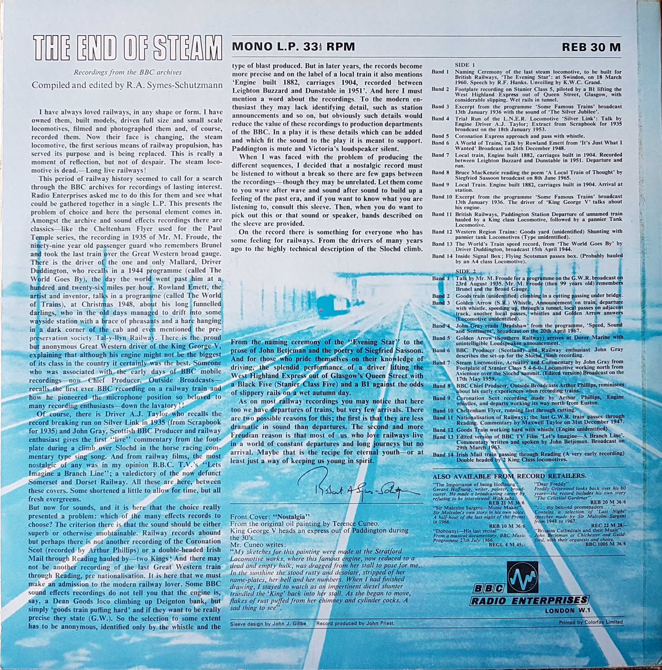 Picture of REB 30 The end of steam by artist Various from the BBC records and Tapes library